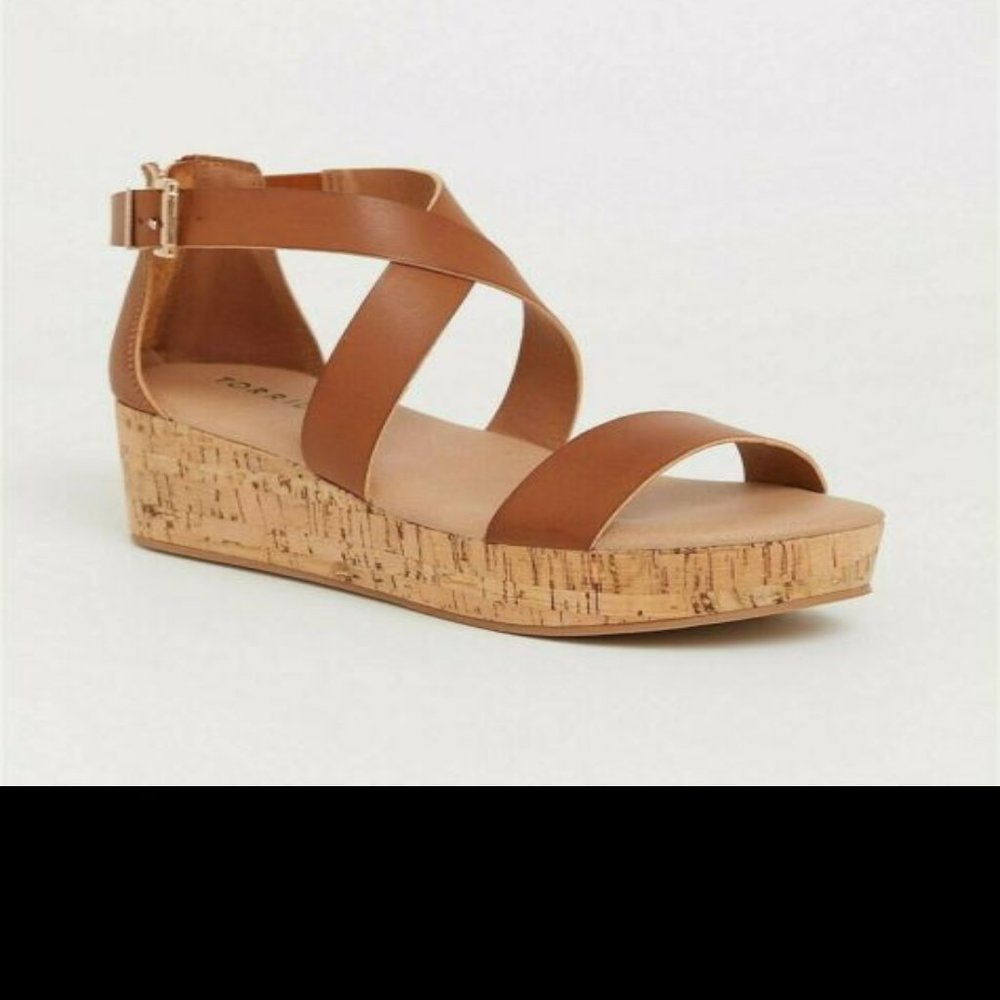 Torrid Cognac Faux Leather Crisscross Flatform